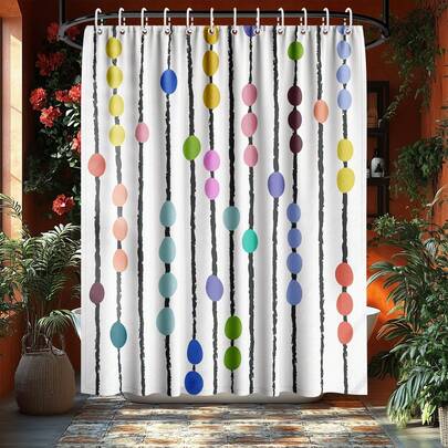 1pc Fashionable Colorful Spherical Shower Curtains, Cute Multi-Color Printed Shower Curtains, Various Room Decoration Partition Shower Curtains, Bathroom Accessories Shower Curtains, Bathtub Curtains