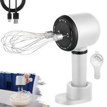 Handheld Electric Cream Mixer, Portable Powerful Egg Beater For Home Use, Mini Stainless Steel Electric Hand Mixer For Whipping Cream, Cake Batter, Coffee, Milk Tea, Suitable For Whipping Cream, Cake, Batter Mixing, Easy To Clean, Multi-Purpose Kitchen Tool - White - View 3