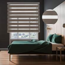 ARISE-Double Layer Roller Blinds Night And Day, Fabric, Easy To Install For Windows And Doors, Sun Protection, Night And Day Blinds - MARRON - Xem 2