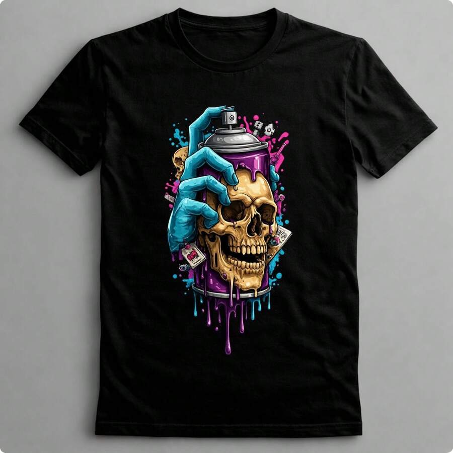 Suffix Skull T-Shirt Premium Shirt 100% Cotton Promotional Price Men's Women's Casual T-Shirt Streetwear - BLACK-EST 01 - 查看 1