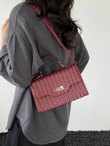 New Arrival French Elegant Casual Fashionable Rhombus Solid Color Women Chain Shoulder Crossbody Bag - Red - View 3