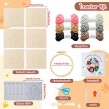 22Pcs DIY Punch Needle Coaster Kit, Poking Your Own Boho Tufted Rug Pads Coasters For Beginners, 6 Pattern Tufted Rug Pads With Adhesive Felt Yarns Embroidery Hoop Instruction - Multicolor - View 4
