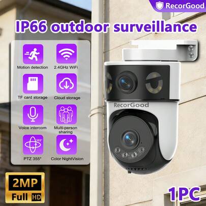RecorGood 1pc/2pcs Full-Color Night Vision, Sound & Light Alarm, One-Key Repellent, 2-Inch Compact Outdoor Ball Camera Shape, Horizontal & Vertical Rotation, Multi-Directional Patrol, TF Card & Cloud Storage Dual Storage, Passwordless Multi-User Sharing, High-Definition Video Quality, Two-Way Audio, Wired Connection Power Supply, Support IOS/Android Remote Viewing