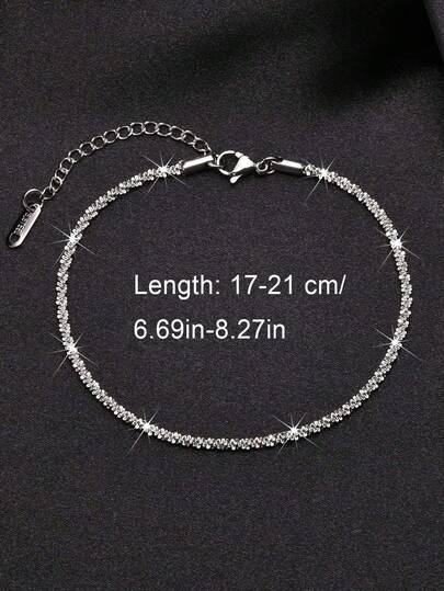 1pc Fashionable & Elegant Starry Sky Shimmering Silver Bracelet, Women Jewelry