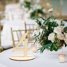 1-20 Wooden Table Number Placards With Stands, Creative Numeric Design, Wedding Ceremony Seating Card, Party Dining Table Number Decor - log color - View 4