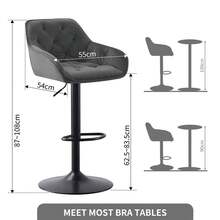 AINPECCA Bar Stools Set Of 2/4 Modern Height Adjustable Swivel Breakfast Bar Stools With Velvet Cushion Arms Backs Barstools For Home Counter Kitchen - Grey - View 3