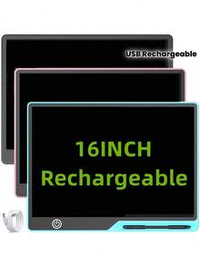 16 Inch/41cm USB Rechargeable LCD Writing Tablet, Type-C Charging Electronic Drawing Board, Educational Birthday Gift - Multicolor - View 2