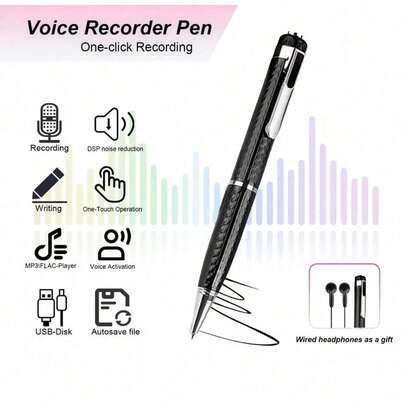 高清录音笔 - 便携式，120mAh 长效电池，降噪设计，适合商务用途（不含存储卡）