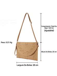 Straw Handbag Wallet With Adjustable Strap, Beach Fashion, Beautiful Women's Bag, Cell Phone And Objects Holder, Summer Fashion, Boho Chic Style, Small  Bag For Events Or Everyday Use, Very Large Capacity, Adjustable Strap - Màu Khaki - Xem 2