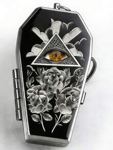 1pc God's Eye Design Ashtray, Available In Gold, Red, Yellow, Red, Gray, Blue Eye Colors, Keychain Design For Easy Carrying, Punk Coffin Shaped Ashtray - Eye Of God - View 13