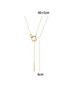 1件S925纯银长链流苏项链，女士奢华镂空方形吊坠项链，时尚独特礼物 - 方形 - 查看 10