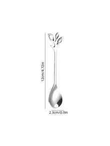 Stainless Steel Leaf-Shaped Dessert Spoon, Coffee Spoon, Stirring Spoon, Leaf-Shaped Spoon, Cake Spoon, Ice Cream Spoon, Picnic Spoon - Multicolor - View 4