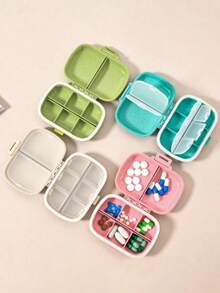 便携式药盒，印有“Medicane Bag”字样和三种药丸图案，防潮药盒，分格设计，旅行药盒，每日药盒，小巧药盒，可放入口袋或钱包，便携式药盒，药品维生素收纳盒，男女通用可重复使用药盒，药品计划表，每日口袋大小的药盒，用于存放维生素、药品、补充剂，旅行必备配件，药袋，药盒，医院包，急救包，药品收纳袋，药品储存袋，邮轮必备，度假必备，旅行用品 - 彩色 - 查看 2