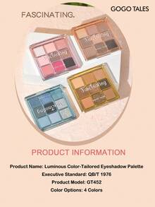 GOGO TALES 9色釉彩眼影盘，包含蓝色、大地色系、粉棕色和烟熏色，哑光质地，显色度高，集高光和修容于一体，适合Z世代 GOGOTALES - G03 Cloud Grey - 查看 11