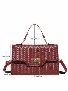 New Arrival French Elegant Casual Fashionable Rhombus Solid Color Women Chain Shoulder Crossbody Bag - Red - View 6