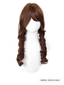 合成长款波浪棕色假发，带刘海，蓬松柔软，适合女性洛丽塔角色扮演，耐热，日常派对适用 - 彩色 - 查看 9