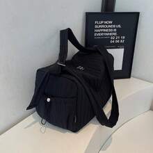 Crinkled Nylon Sling Bag - Large Capacity Black Crossbody Bag For Women, Versatile Travel & Gym Duffel - Multicolor - View 2