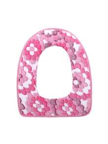 Floral Contrast Soft Washable Toilet Seat Cover - Essential For Autumn/Winter, Soft Washable Bathroom Accessories, Easy To Install, Soft Washable Non-Electric Bathroom Accessories - Multicolor - View 9