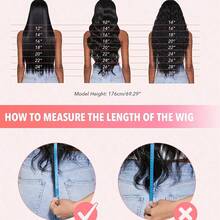 深波浪人发假发 13X4 高清透明蕾丝前额假发 水波纹蕾丝前额假发 卷曲巴西假发 180 密度 36 英寸 女士款 - Natural Black - 查看 8