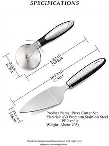 一套不锈钢披萨刀轮和铲子 - 非常适合烘焙和切割披萨，厨房工具 - 彩色 - 查看 3