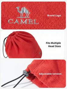 CAMEL CROWN 2-In-1 Fleece Hat, Scarf & Baseball Cap Set, Thick Warm Windproof, Suitable For Large Head Circumference, Autumn/Winter New Arrival - Orange-red - View 7