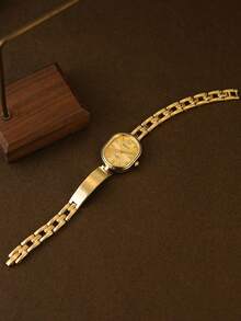 1pc Square Bamboo Knot Quartz Watch In Gold/Silver Color, Suitable For Daily Wear And Perfect Gift For Birthday, Christmas - Gold - View 9