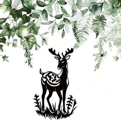 CIF BUY 1 Piece Metal Wall Art - Laser-Cut Deer Silhouette, Charming Deer Art Sign - Elegant Deer Logo - Perfect For Indoor & Outdoor Wall Decoration In Gardens, Farms, Bedrooms, Cafes, Schools. Ideal As A Gift. Suitable For Modern Home Decor, Waterproof, Rustproof, And Durable, Easy To Install. Garden Decoration.