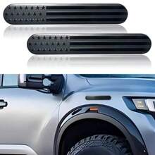 2Pcs USA American Metal Flag Auto Fender Emblem Embossed 3D Metal Adhesive Sport Truck Car Badge USA Flag Decal For For Auto SUV Truck Motorcycle Black - Black - 查看 8