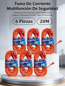 Cable de extensión doméstico de 15 m, cable de extensión de alimentación con enchufe, 3 tomas, adecuado para herramientas eléctricas pesadas y viajes - Tipo de Enchufe A USA (110-127V) - Ver 17