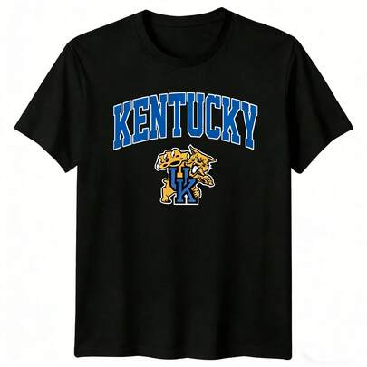 NCAAs Kentuckys Wildcats Vintage Mascot Arch Logo T-Shirt. NCAAs T-Shirt, CollegeBasketball Tee.