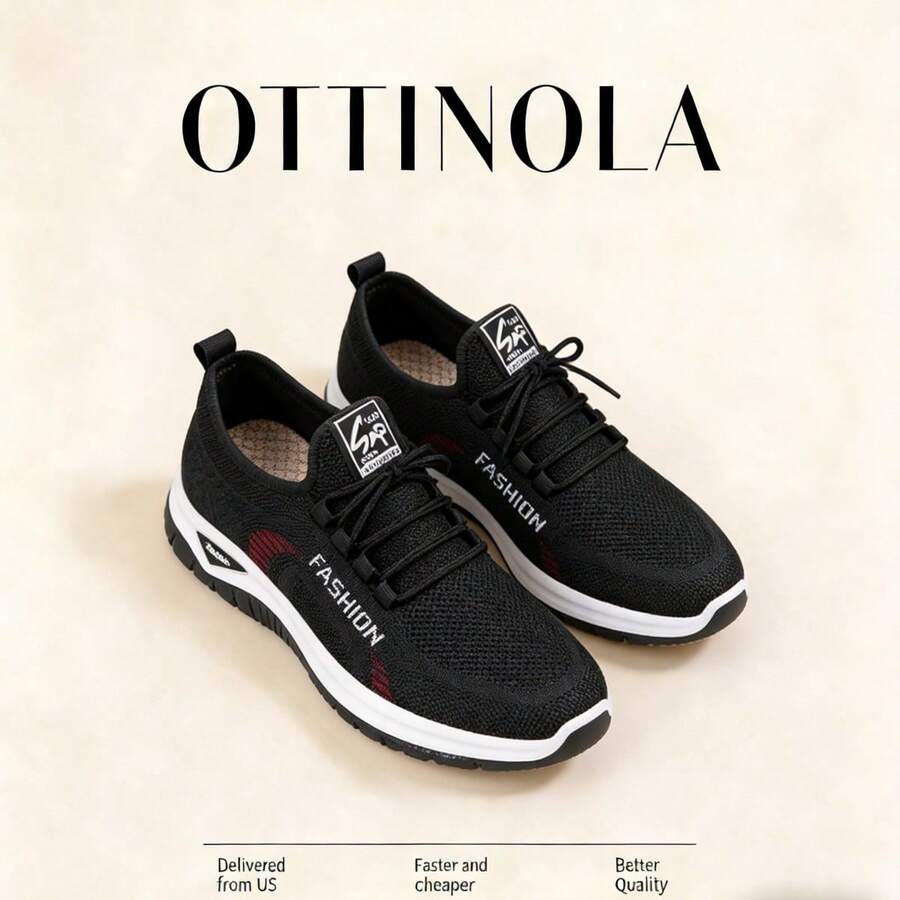 New Casual Sports Shoes For Spring 2026, Featuring A Lace-Up Design, EVA Material, Breathable Mesh Upper, Stylish Appearance, Fashionable Color Scheme, Versatile And Easy To Match, And A Thickened Sole. New Arrival Now. - 黑色 - 查看 1