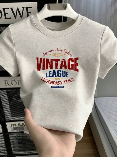 Sexy Sweet & Hot Girl White Regular-Shoulder Short Sleeve T-Shirt, Fitted Cropped Top, New Summer Design Casual