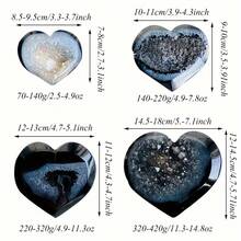 1 pieza Talla de geoda de cristal en forma de corazón de ágata negra, piedra natural para decoración del hogar, colección de cristales, regalo de fiesta - Blanco y Negro - Ver 4