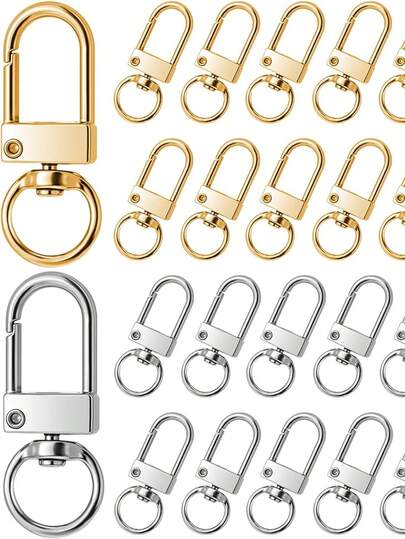 10/20/30/50pcs Zinc Alloy Swivel Keychain Rings, Metal Rings, Lobster Clasp, Size 12.5x32.5mm, 360 Degree Rotating Metal Lobster Claw Hook. Suitable For Keys, Keychains, Bag Hooks, Keychains, Jewelry Accessories, Handicrafts, Dog Leash Clips, Bag Strap Clips, DIY Keychain Jewelry Accessories.