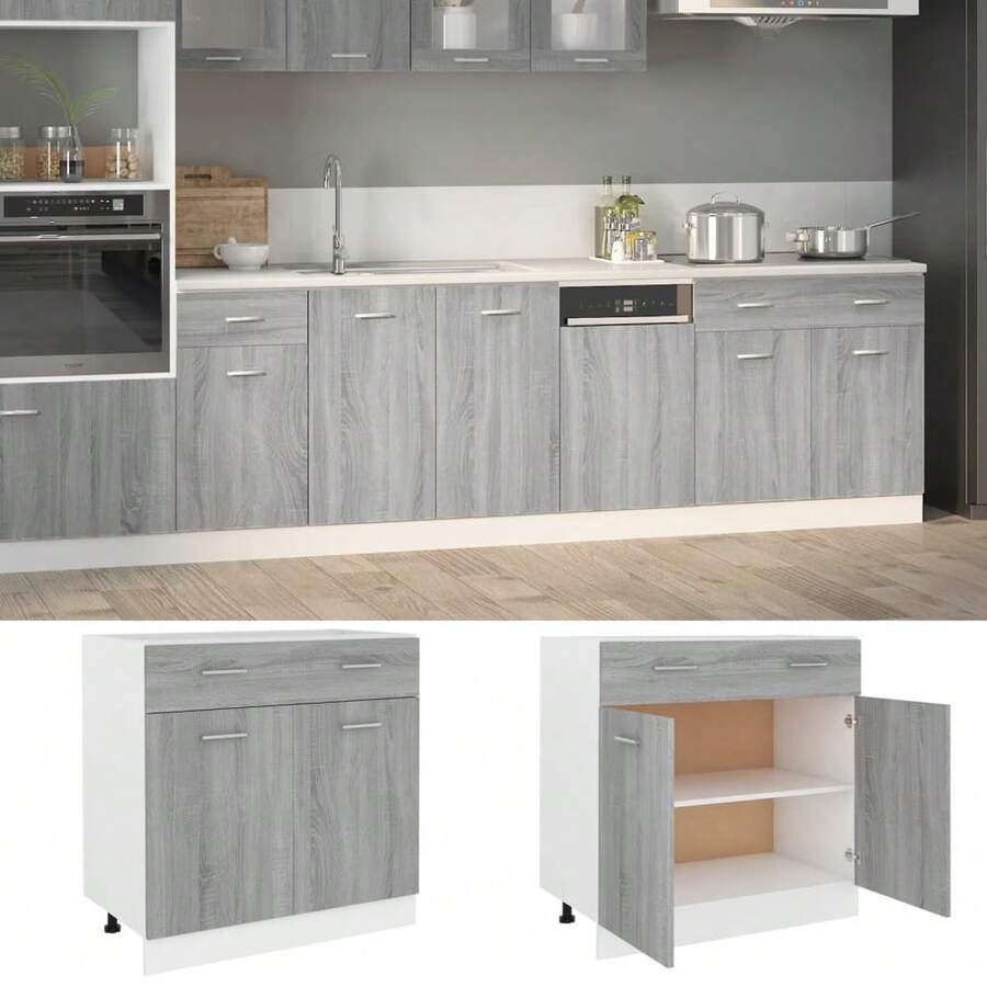 vidaXL Unterschrank mit Schublade Grau Sonoma 80x46x81,5 cm - Grau - Übersicht 1