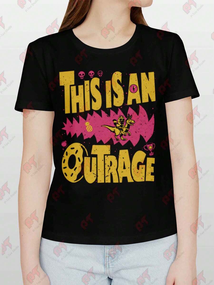 This Is An Outrage Princess Donut Cat Dungeon Crawler Carl T-Shirt - Black - View 1