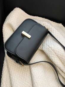 Bolso cuadrado pequeño de lujo y sofisticado, sencillo y versátil, bolso de hombro de estilo moderno para llevar, modelo nuevo 2026, bolso diario para mujer - Negro - Ver 4