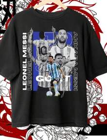 New T-Shirt M ESSI T-Shirt Design Football Lionel 10 Football - 黑色 - 查看 1