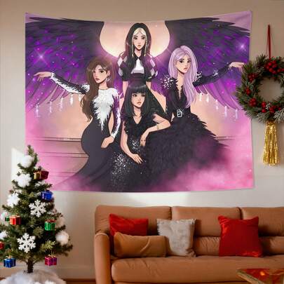 1pc Korea Kpop Band K-Katseye Hanging Bohemian Tapestry Bohemian Wall Tapestries Mandala Kawaii Room Decor