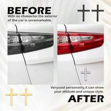 2PCS 3D Metal Cross Emblem Stickers 2.5"*1.8" Car Accessories Cross Decals Decoration Self-Adhesive Jesus Christian Auto Emblem Badge Decal For Vehicles Trunk Tailgate Fender Gold - 金色 - 查看 6
