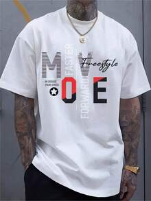 Men's Round Neck T-Shirt |   Casual Short-Sleeve Summer Wear For Gym And Beach, Breathable, Suitable For Training And Running, Suitable For All Seasons, Machine Washable, Essential Neutral Colors, Geometric Pattern, Slightly Stretchy Fabric - trắng - Xem 7