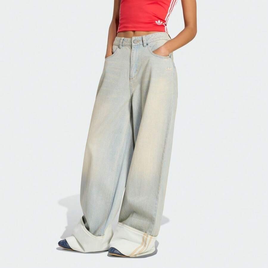 Adidas Originals Women's Wide Leg Jeans - Baby Blue - View 1