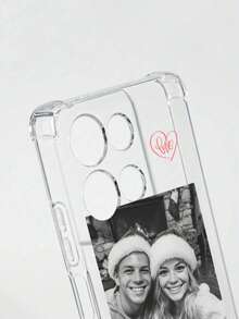 1pc Customizable Phone Case, Text Phone Case, Compatible With Samsung S24 Ultra/S25 Ultra And IPhone17 ProMax/16/15/14 Plus/13 Pro/12 Pro Max/11/7P/XS/XR, Made Of Transparent TPU Material, Scratch-Resistant, Fingerprint-Proof, Personalized Design With Letter Name, Heart Pattern, Suitable For Individual, Holiday, Couple, Family, Friend, Spouse, Sister, Birthday, Anniversary Gift - Clear - View 6