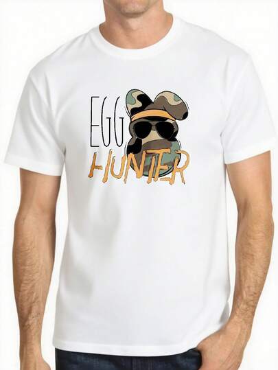 Egg Hunter Camo Mouse Sunglasses Printed Premium Cotton T-Shirts Men Summer Short Sleeve Tees Casual Tops