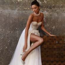 Elegant Sexy Off Shoulder Lace Applique Corset A Line Tulle Formal Wedding Dress,Registry Office Dresses Bridal Gown,Evening Party Dress Birthday Party Dress Country Wedding,Romantic Church Ceremony Wedding Dress,Suitable For Wedding,Dating,Party,Singles' Party,Vacation,Formal Occasions,Dinner Dress,Prom Dress,Homecoming Dess,Cocktail Party,Wedding Guest Dress,Graduation - 白色 - 查看 8