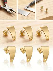 6 Pcs 304 Stainless Steel Curved Trapezoidal Stud Earrings DIY Jewelry Accessories - Earrings - View 4