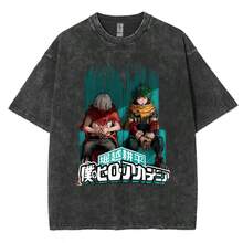 Anime My Hero Academy Bakugo Katsuki Logo Pattern T-Shirt 2026 Summer Men's Women's Luxury Fashion Retro Leisure Cotton T-Shirt - 灰色 - 查看 12