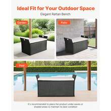 Banc de rangement extérieur - Rotin 90 gallons avec Einzelsitzpolster - Voir 6
