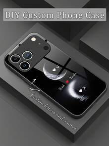 1pc Customized Name/Letter Phone Case, Moonlight Soundwave Pattern Liquid TPU Full-Wrap + Tempered Glass Material, Shock-Resistant & Scratch-Resistant Phone Cover Compatible With Apple 17 Pro Max/16 Pro Max/15 Pro/14 Plus/13 Pro/12 Pro Max/11/Xs Max/8/7/6 Plus, S24 Ultra/S25 Ultra, / Accessories - Black - View 1