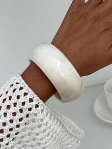 1pc Elegant Geometric Arc Smooth Charm Resin Cuff Bracelet, Luxurious Glamour, Suitable For Wedding, Party, Vacation, Casual, Street Style, Women's Couples Holiday Birthday Versatile Bracelet Gift - Bracelet - View 12